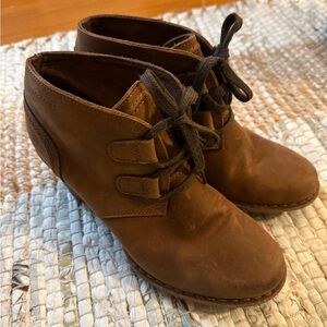 Clarks Tan Leather Ankle Booties